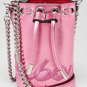 Christian Louboutin Pink Metallic Leather Mary Jane Mini Bucket Bag